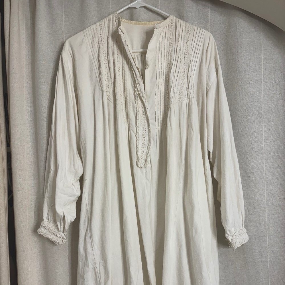 Antique 1900s white cotton tent dress Small Medium